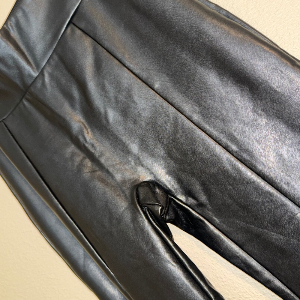 Abercrombie & Fitch Black Vegan Leather Pintuck Flare Pants Small